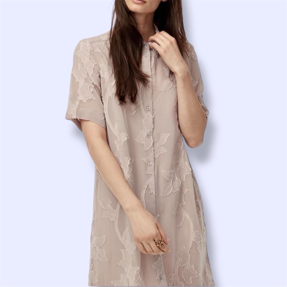 Wilfred Hemistichie Floral Sheer Button-Up Dress
